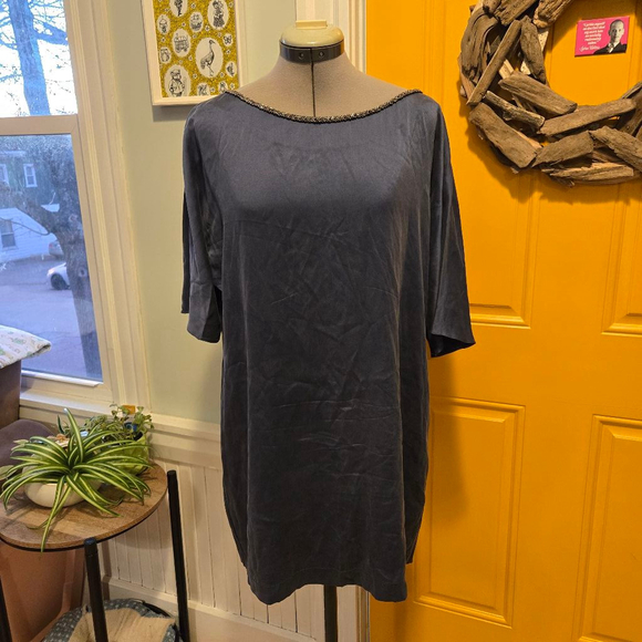 Shendel Silk Beaded Blue Dolman Mini Dress UK 12 EUR 40 US 8 - Picture 1 of 6